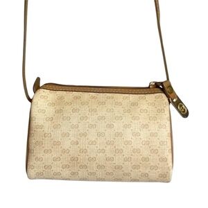 Gucci cream and brown micro gg mini barrel Boston crossbody bag Vintage rare